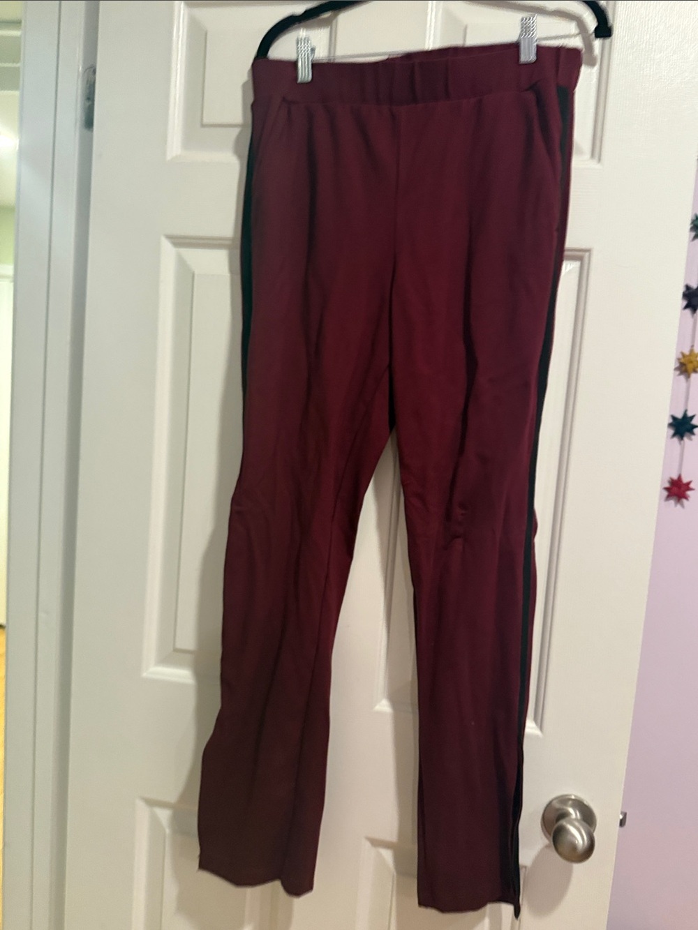 Universal Standard Burgundy Pants with Black Side Stripe